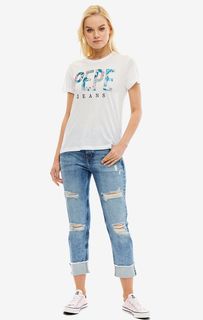 Рваные джинсы бойфренд с низкой посадкой Hazel Pepe Jeans