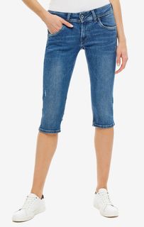 Джинсовые бриджи с потертостями Saturn Crop Pepe Jeans