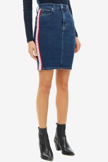 Джинсовая юбка с нашивками по бокам Calvin Klein Jeans