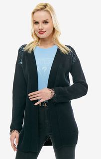 Черный кардиган с кружевными вставками Guess