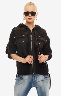 Черный кардиган с капюшоном Diesel