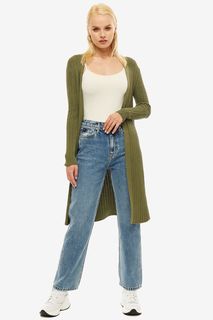 Длинный кардиган цвета хаки без застежки Dulcis Shop