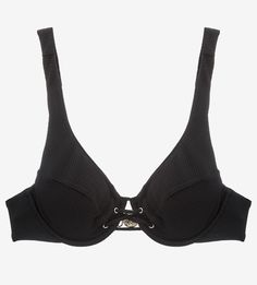 Черный купальный топ с декоративной шнуровкой Guess