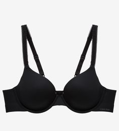 Черный бюстгальтер с кружевными бретелями Calvin Klein