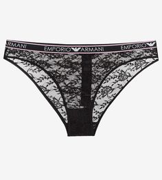 Кружевные трусы-слипы черного цвета Emporio Armani
