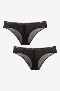 Комплект из двух черных трусов-слипов Emporio Armani