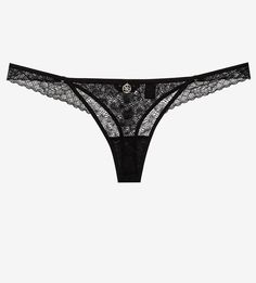 Черные кружевные трусы-стринги Guess