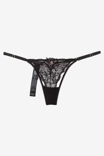 Черные кружевные трусы-стринги Emporio Armani