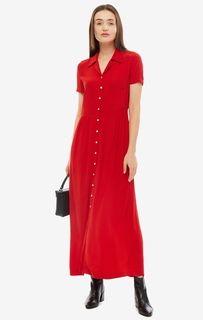 Красное платье-рубашка из вискозы Calvin Klein Jeans
