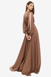 Длинное коричневое платье в вечернем стиле Alisia HIT