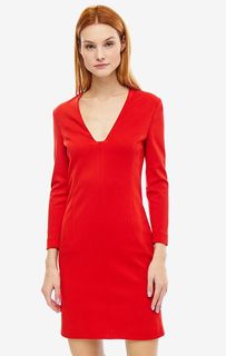 Красное платье-футляр с длинными рукавами Drykorn