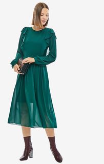 Зеленое платье с расклешенной юбкой и длинными рукавами Silvian Heach