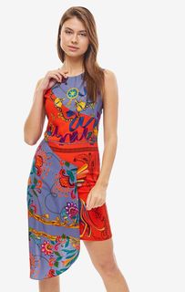 Разноцветное платье средней длины из вискозы Desigual