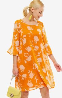 Оранжевое платье со съемной подкладкой Ichi