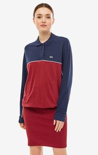 Двухцветное трикотажное платье с длинными рукавами Lacoste