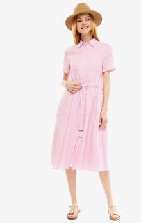 Льняное платье-рубашка розового цвета Tommy Hilfiger