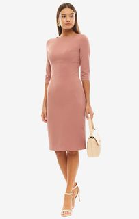 Розовое платье-футляр с высоким содержанием шерсти Olga Skazkina
