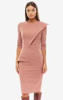 Розовое платье-футляр с добавлением вискозы Olga Skazkina