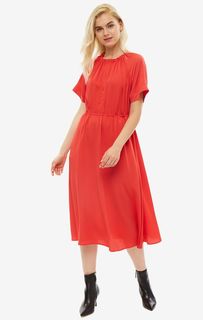 Красное платье средней длины с расклешенной юбкой Calvin Klein