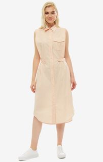 Платье-рубашка кораллового цвета из хлопка Calvin Klein