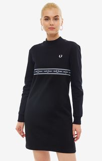 Черное хлопковое платье с длинными рукавами Fred Perry