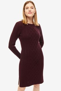 Бордовое шерстяное платье-свитер Barbour