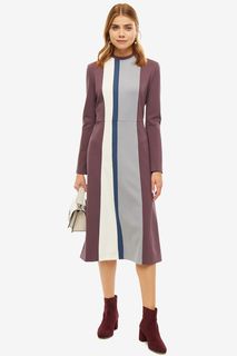 Фиолетовое платье из вискозы с длинными рукавами Erma