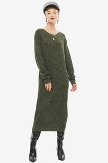 Зеленое платье-свитер из вискозы Ichi