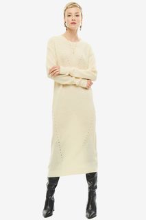 Платье-свитер из вискозы молочного цвета Ichi