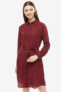 Красное платье-рубашка с поясом Gant