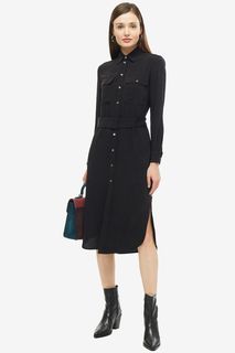 Черное платье-рубашка с ремнем Polo Ralph Lauren