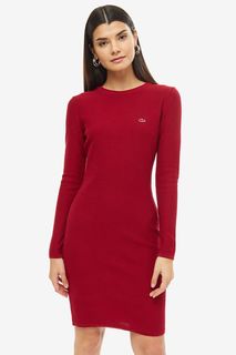 Хлопковое платье с длинными рукавами Lacoste