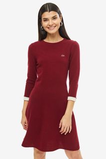 Красное платье из шерсти и кашемира Lacoste