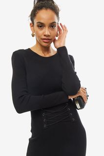 Облегающее трикотажное платье с длинными рукавами Guess
