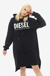 Платье-толстовка из хлопка с логотипом бренда Diesel