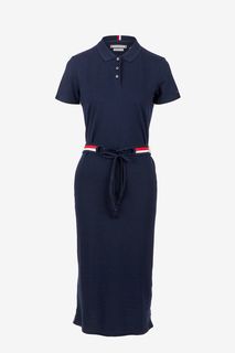 Темно-синее платье из хлопка с отложным воротничком Tommy Hilfiger