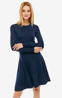 Синее шерстяное платье тонкой вязки Lacoste