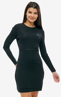 Короткое платье из вискозы черного цвета Lacoste