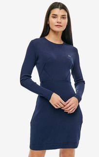 Короткое платье из вискозы синего цвета Lacoste