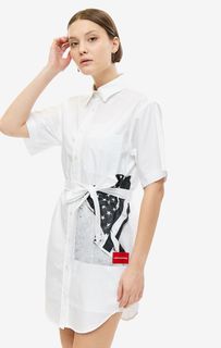 Платье-рубашка из хлопка с поясом Calvin Klein Jeans