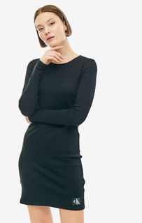 Короткое платье из хлопка черного цвета Calvin Klein Jeans