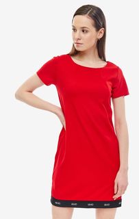 Короткое красное платье из вискозы с карманами Liu Jo
