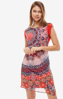 Разноцветное платье с короткими рукавами Desigual