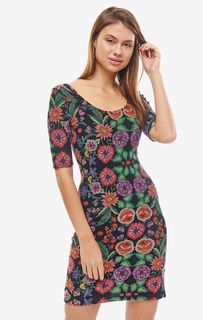 Короткое трикотажное платье с цветочным принтом Desigual
