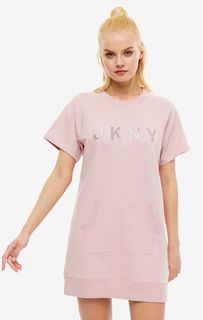 Платье из хлопка с объемным принтом Dkny