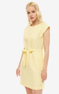 Приталенное желтое платье с добавлением льна Tommy Hilfiger