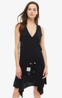 Короткое черное платье из хлопка Diesel