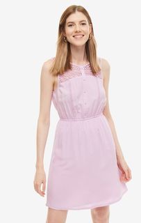 Розовое платье с ажурной кокеткой Tom Tailor Denim