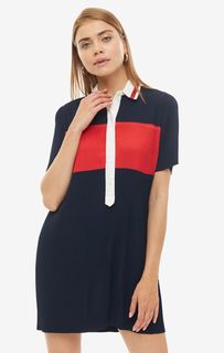 Плиссированное платье с отложным воротничком Tommy Hilfiger