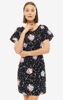Короткое хлопковое платье с цветочным принтом Armani Exchange